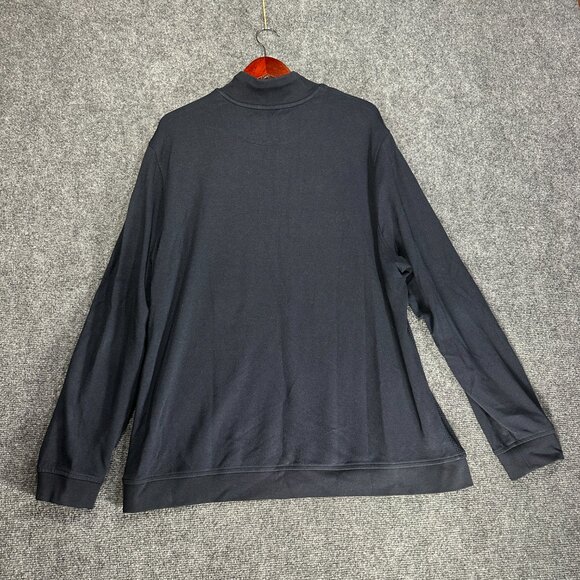 Ted Baker Sweater Mens US 46 Ted 7 Blue Textured Cotton 1/4 Zip Rib Cuffs Pullov - Picture 7 of 8